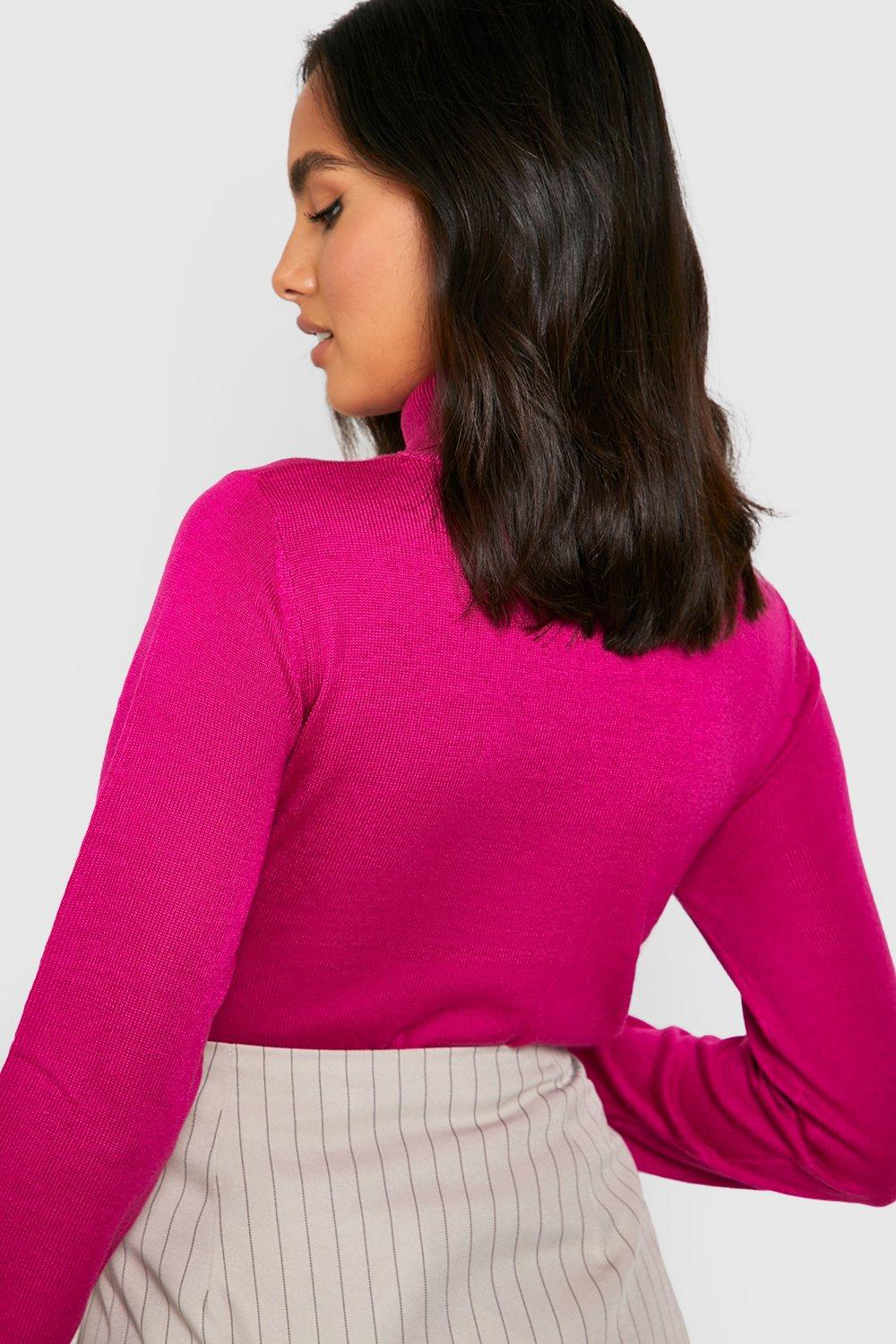 Neon pink ribbed clearance turtleneck